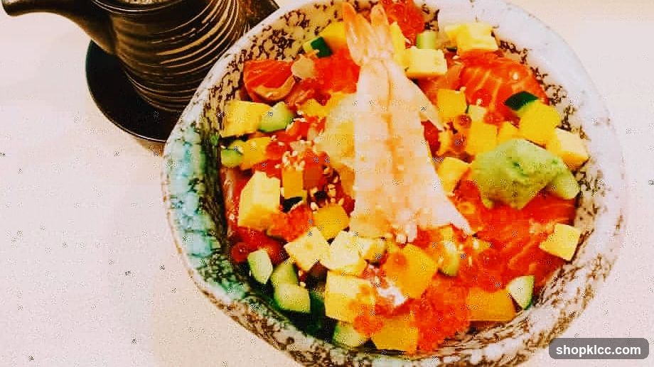 Bowl of Poke with Shrimp and Avocado