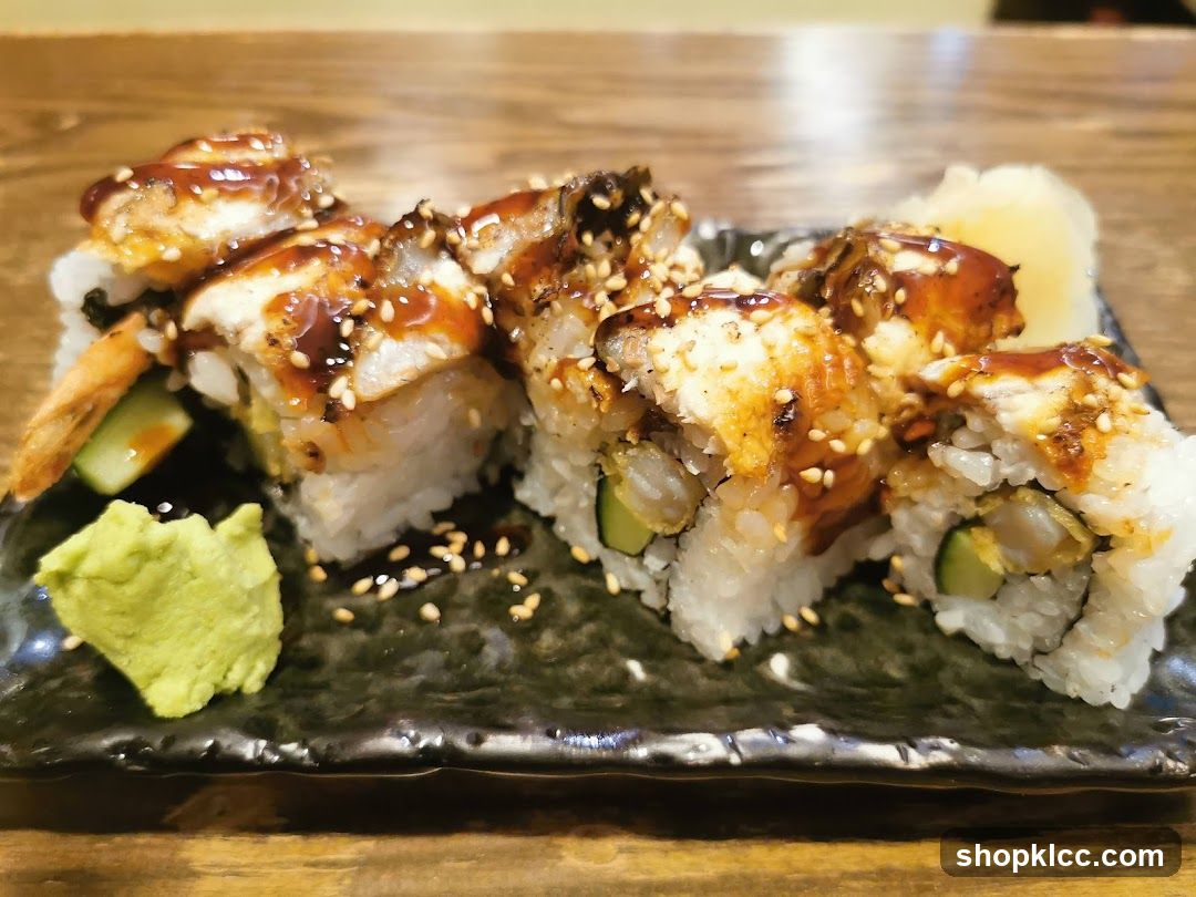 Eel Sushi Roll with Wasabi and Ginger