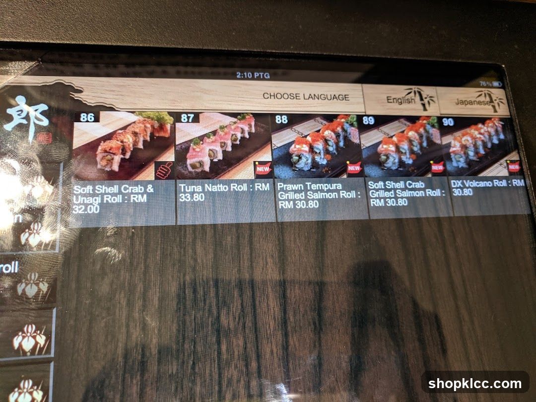 Sushi Menu Display