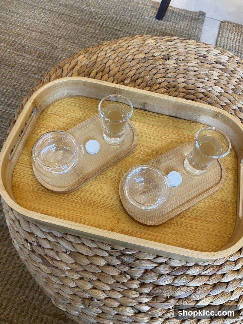 Bamboo Tray with Shot Glasses