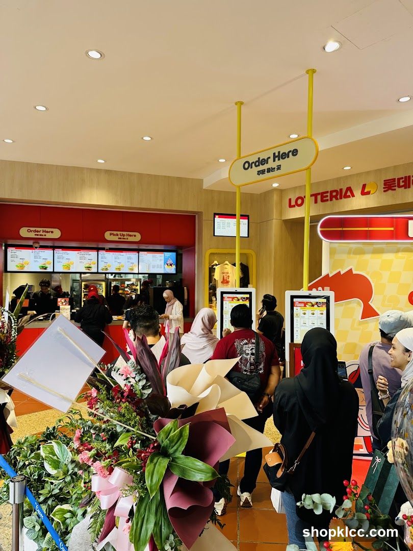 Food Court Interior with Order Counter and Floral Display