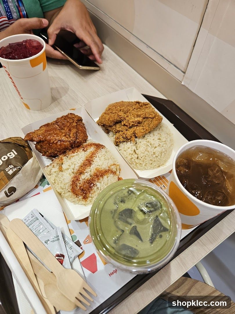 KFC Meal Tray with Fried Chicken and Drinks