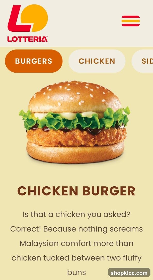 Lotteria Chicken Burger Ad