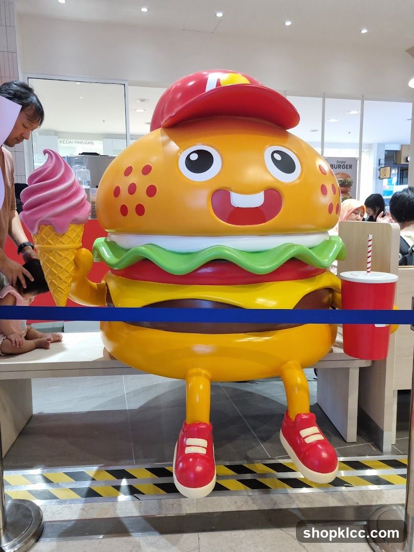 Burger Character Statue with Ice Cream Cone