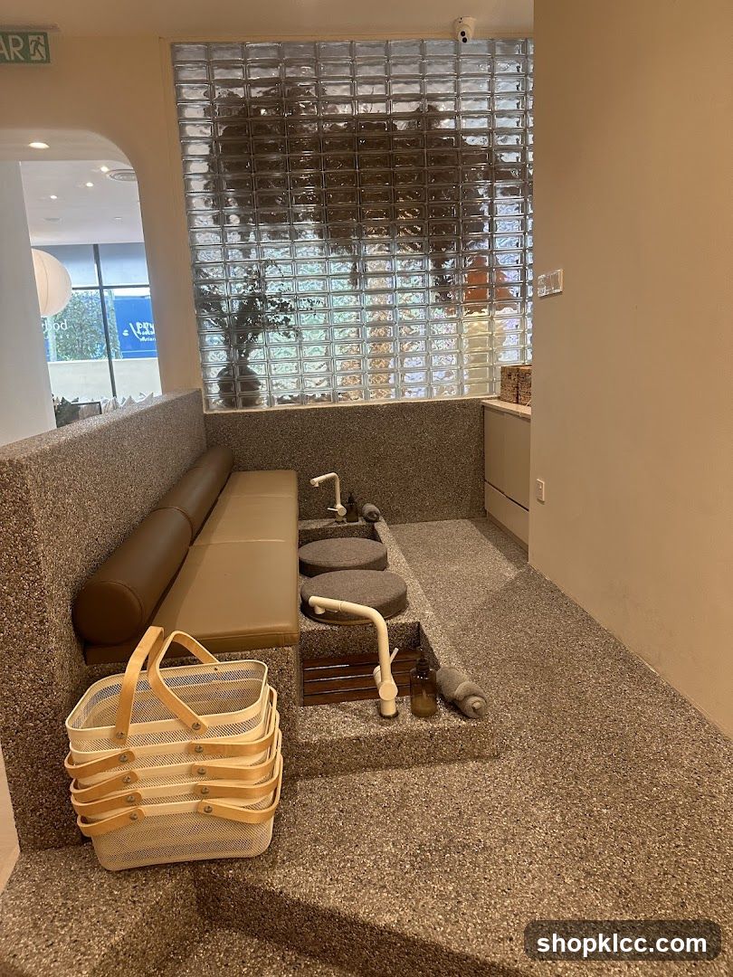 Interior Lounge Area with Glass Block Wall