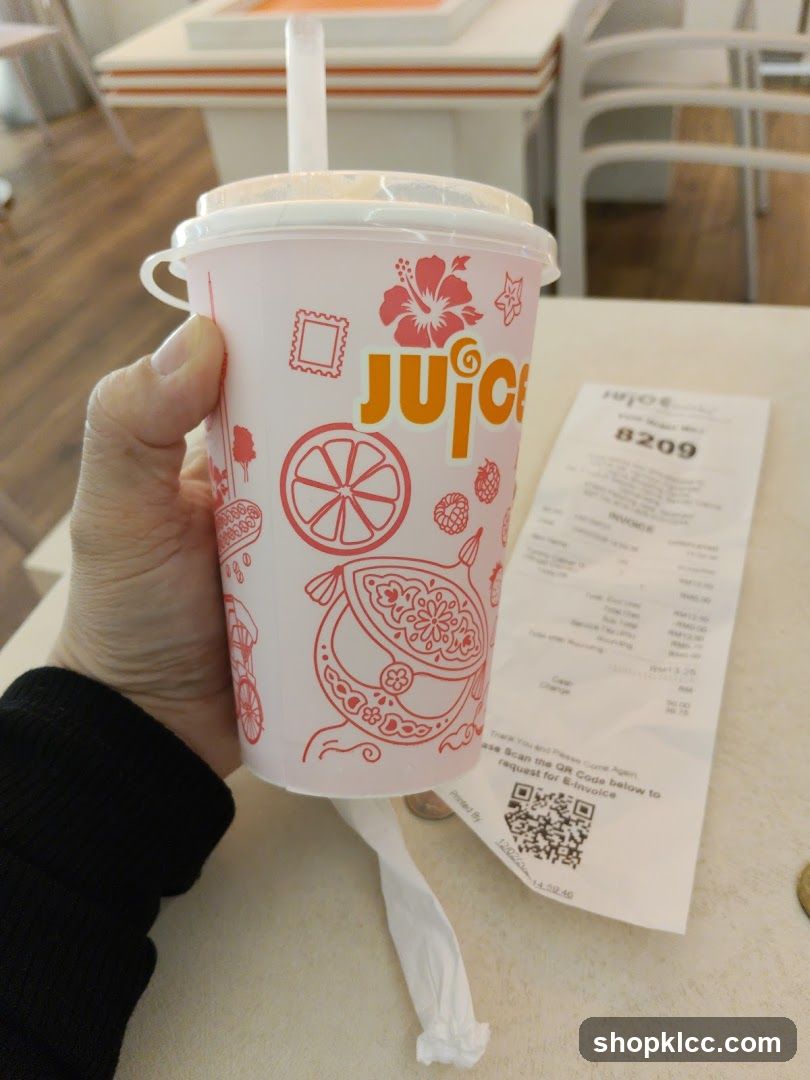 Juice cup and receipt