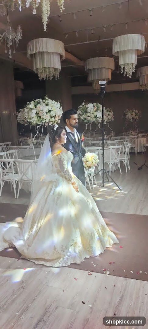 Wedding Couple in Decorated Hall