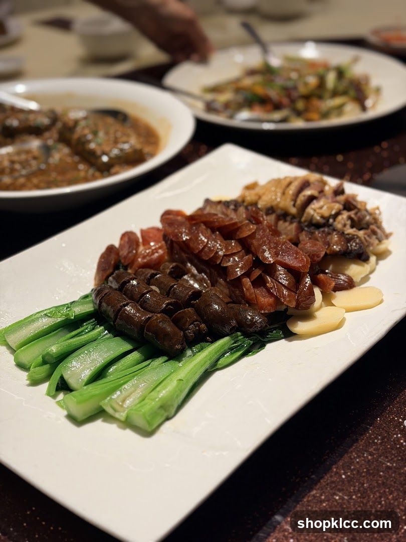 Dish with various meats and greens