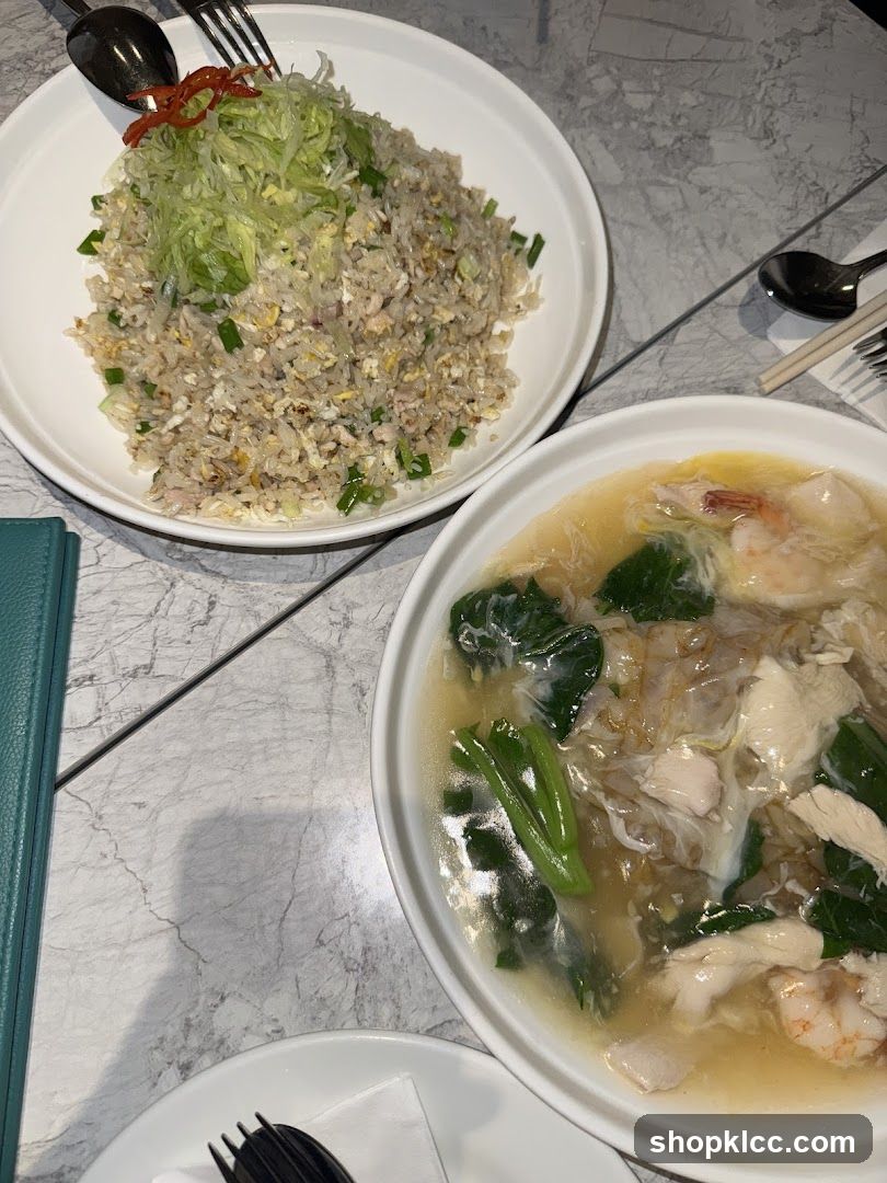 Two dishes of food on a table