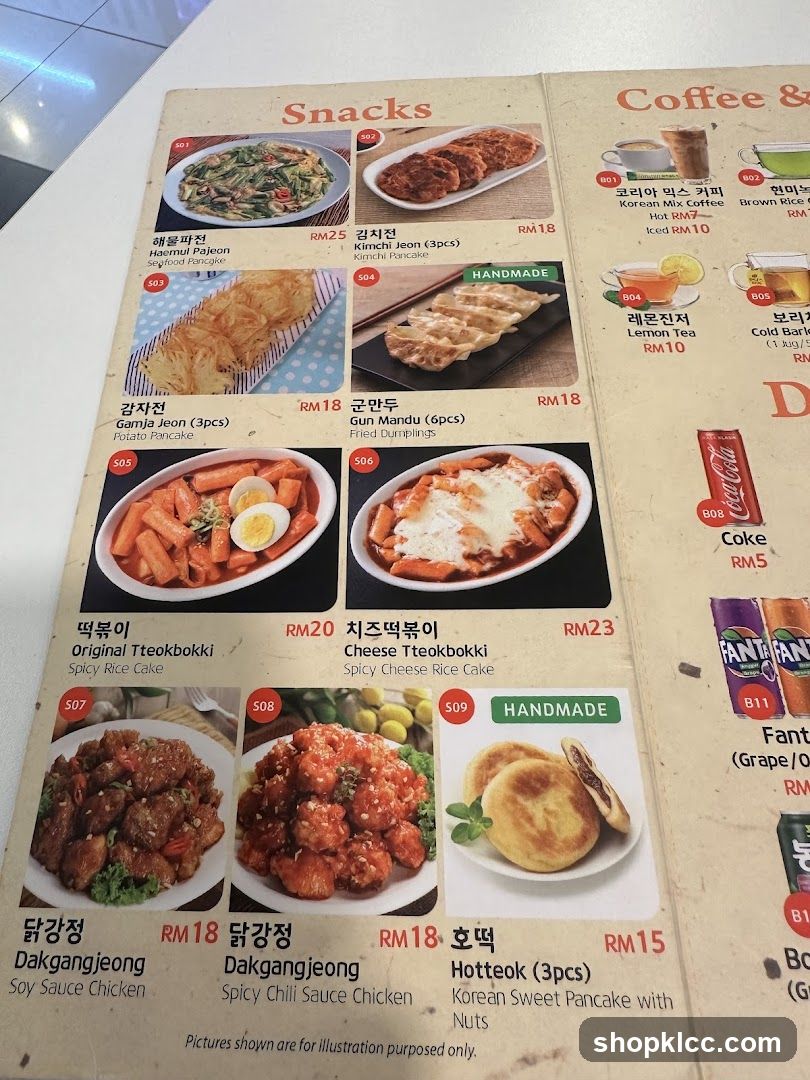 Snacks and Coffee Menu