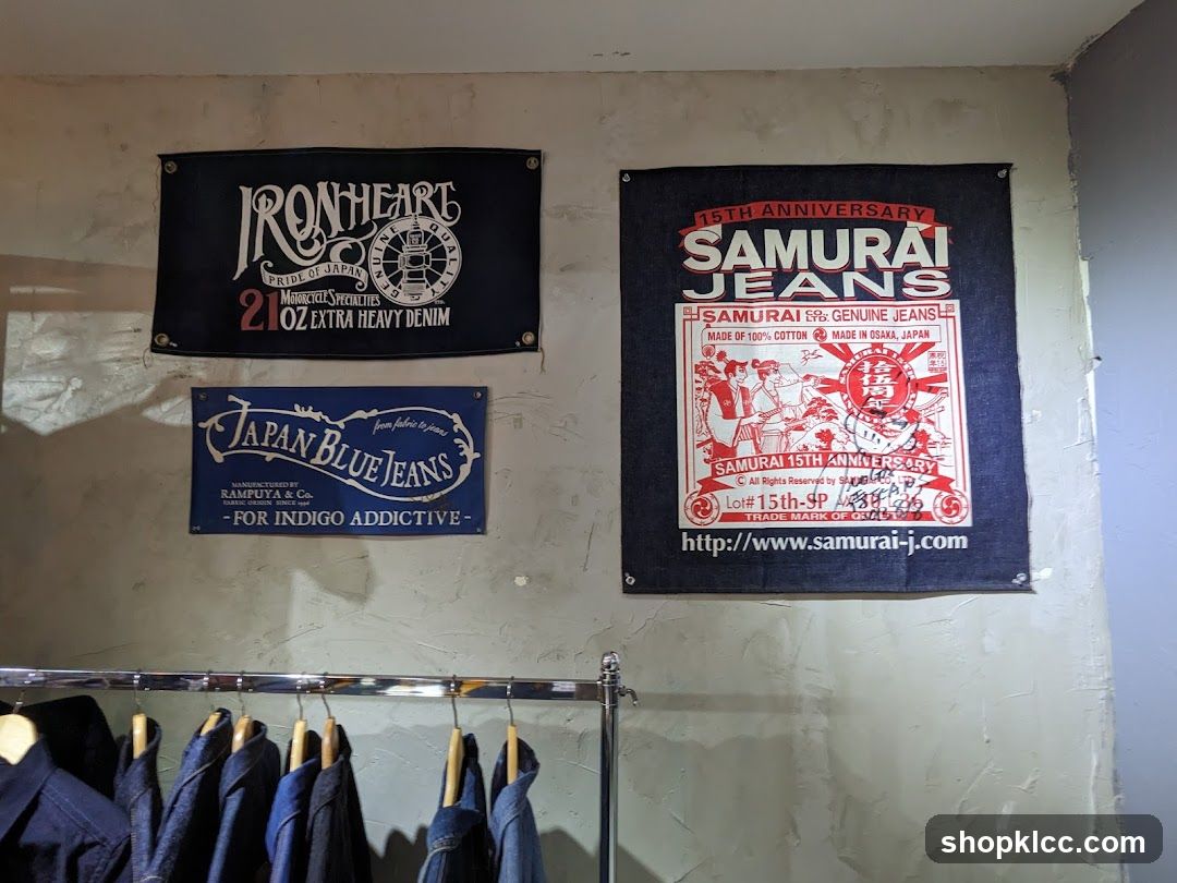 Denim Banners and Clothing Rack