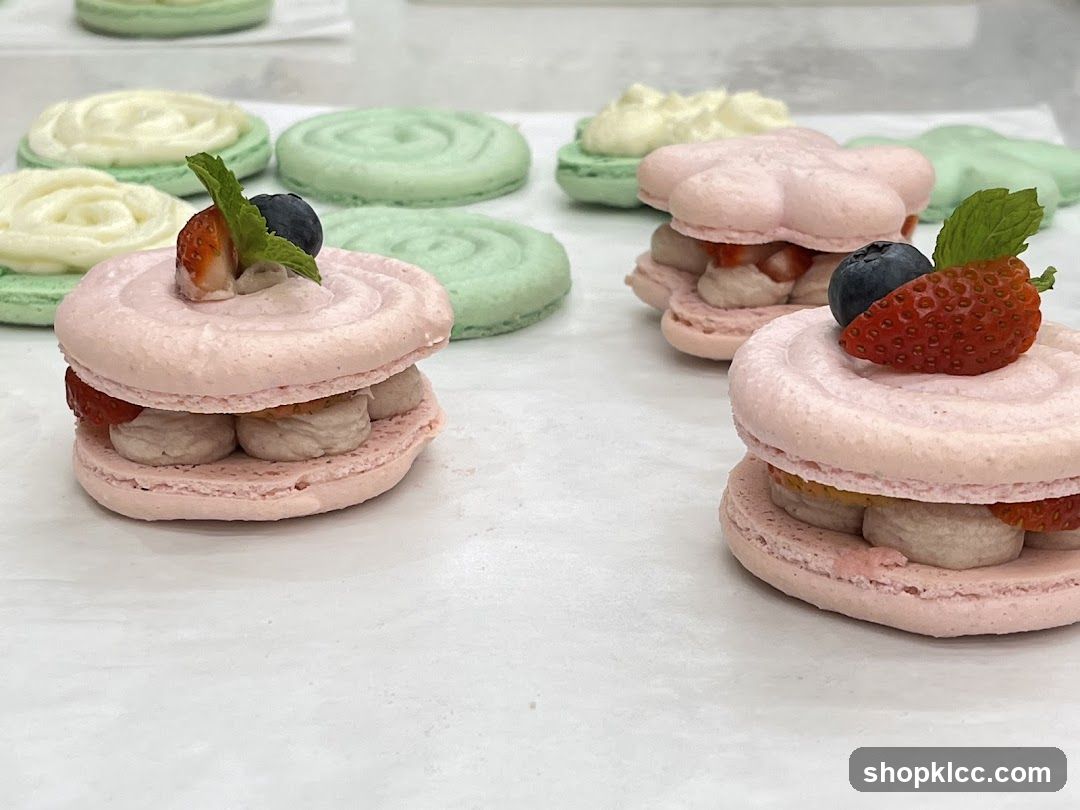 Pink Macarons with Fruit