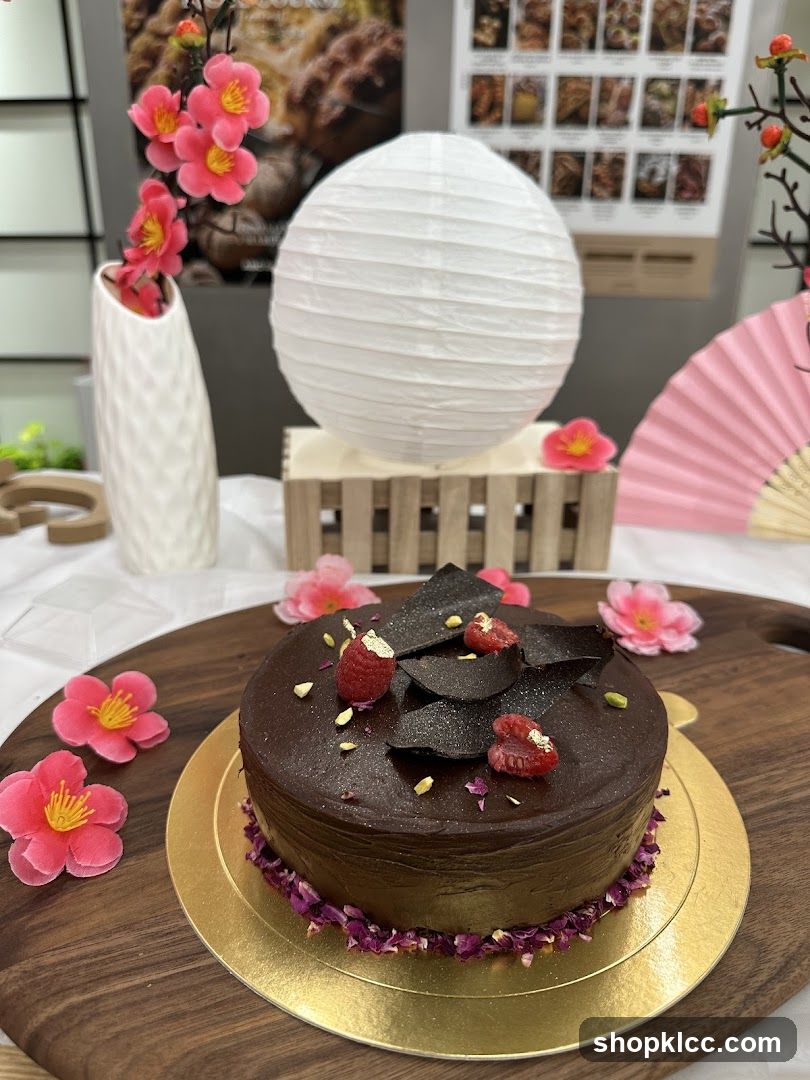 Chocolate Cake with Berries and Gold Leaf