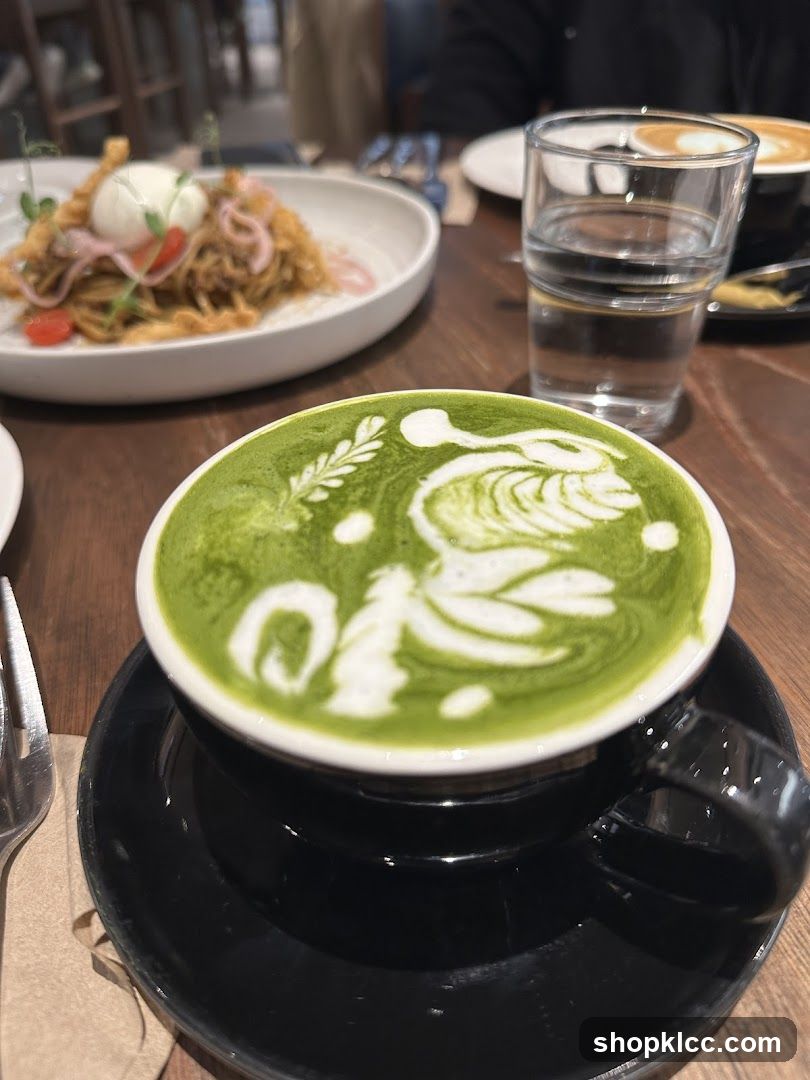 Matcha latte with latte art