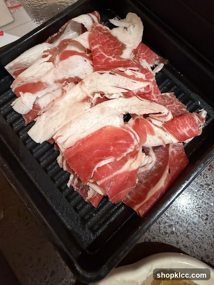 Raw Meat Slices on Grill Tray
