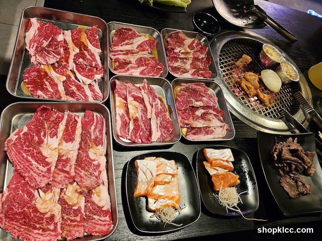 Assortment of Raw and Grilled Meats and Salmon
