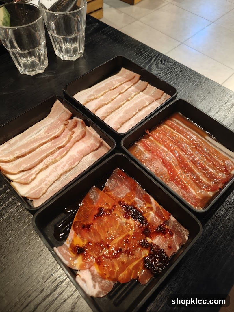 Marinated Meats and Bacon Slices