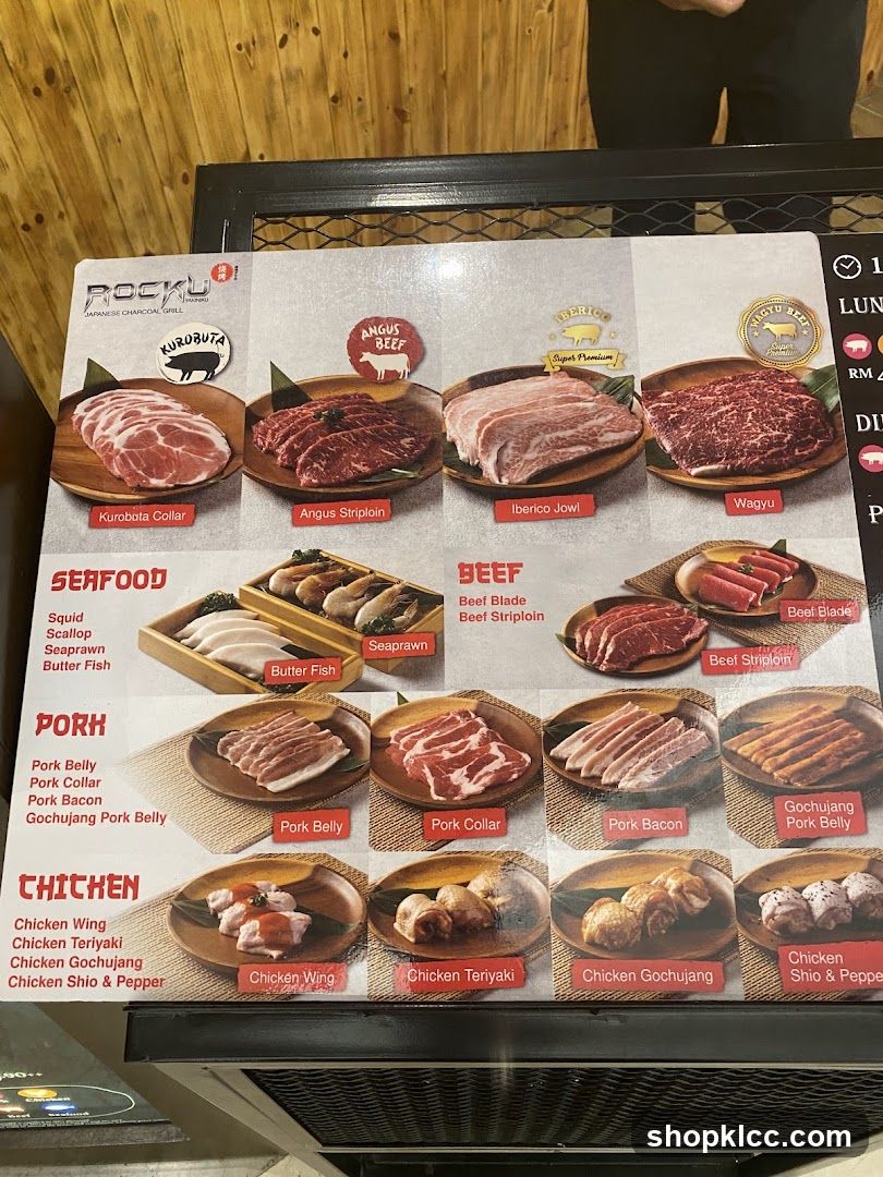 ROCKU Japanese Charcoal Grill Menu