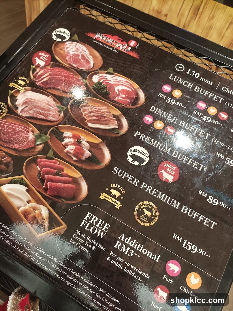 ROCKU Japanese Charcoal Grill Menu