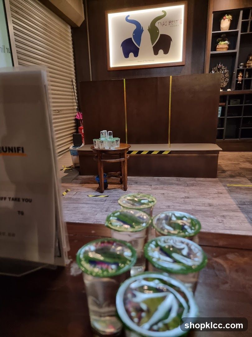 Interior with drinks and signage