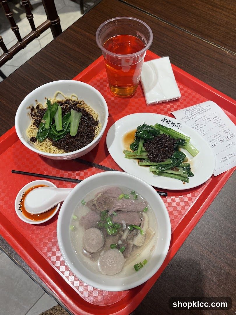Meal with Noodles and Soup