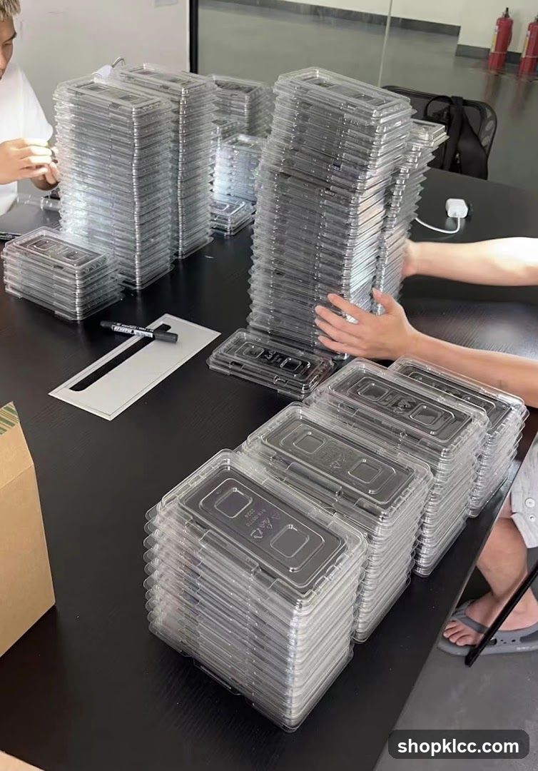 Stacked Clear Food Containers on Table