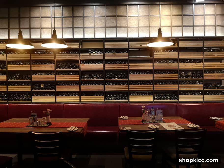 Restaurant Interior with Wine Rack Wall