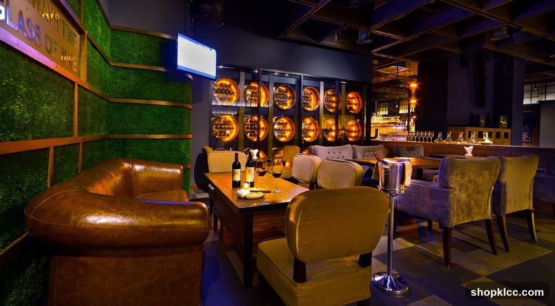 Interior of a dimly lit bar or lounge