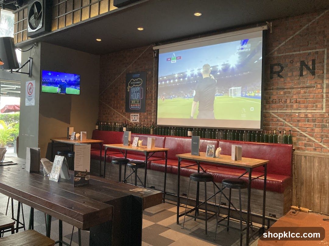 Bar Interior with Projector Screen