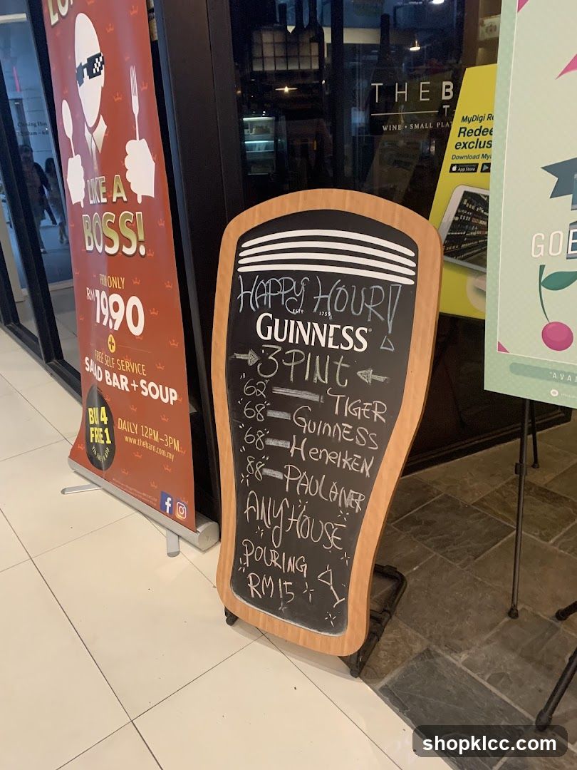 Happy Hour Signage Outside Storefront