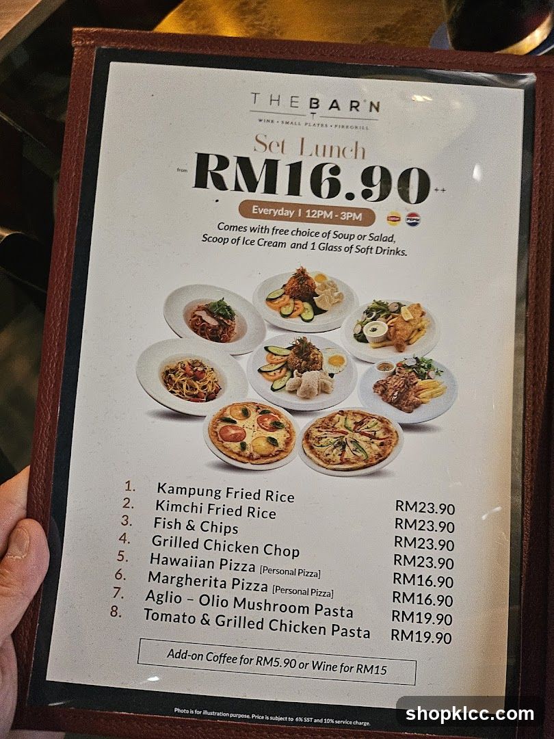 The Barn Set Lunch Menu
