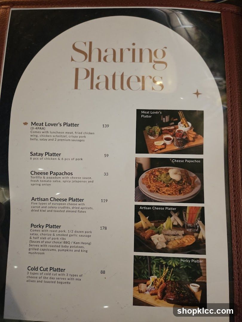 Sharing Platters Menu