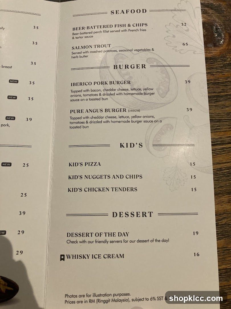 Restaurant Menu Page