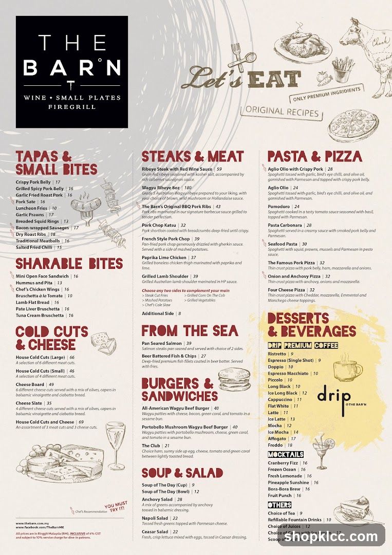 The Barn - Wine + Small Plates Firegrill Menu