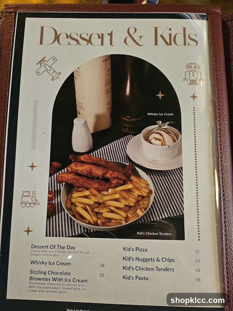 Dessert & Kids Menu Page