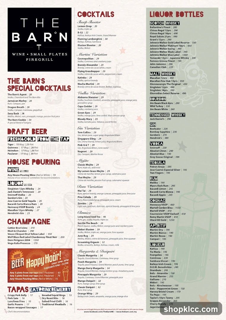 The Barn - Wine & Small Plates Firegrill Menu