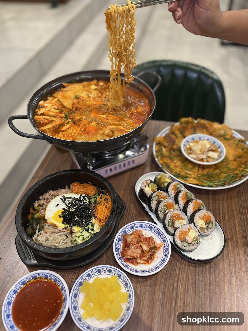 Korean Hot Pot Meal Spread
