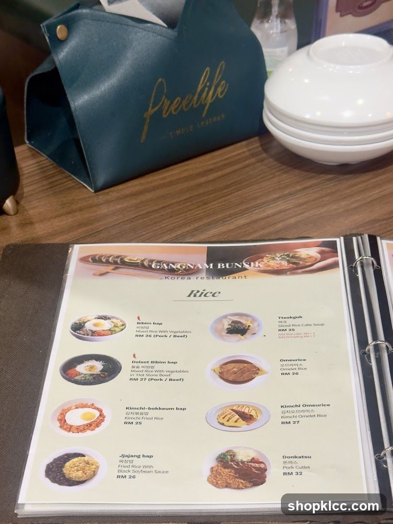 Gangnam Bunsik Menu and Table Setting