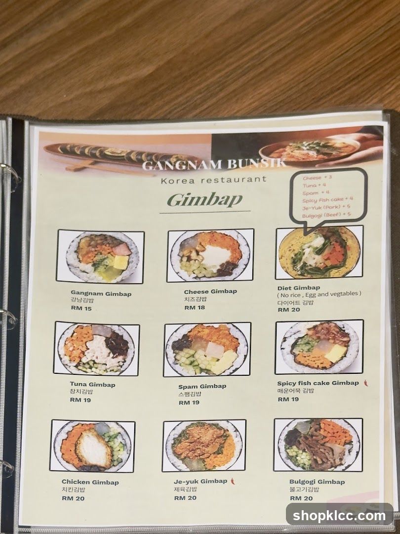 Gangnam Bunsik - Korea Restaurant Menu