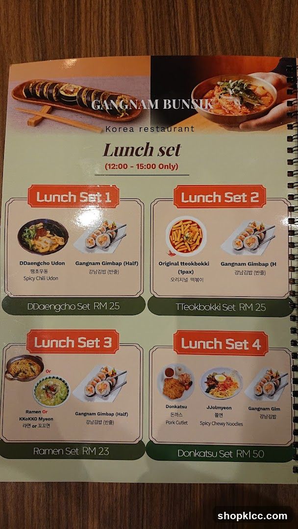 Gangnam Bunsik Lunch Set Menu