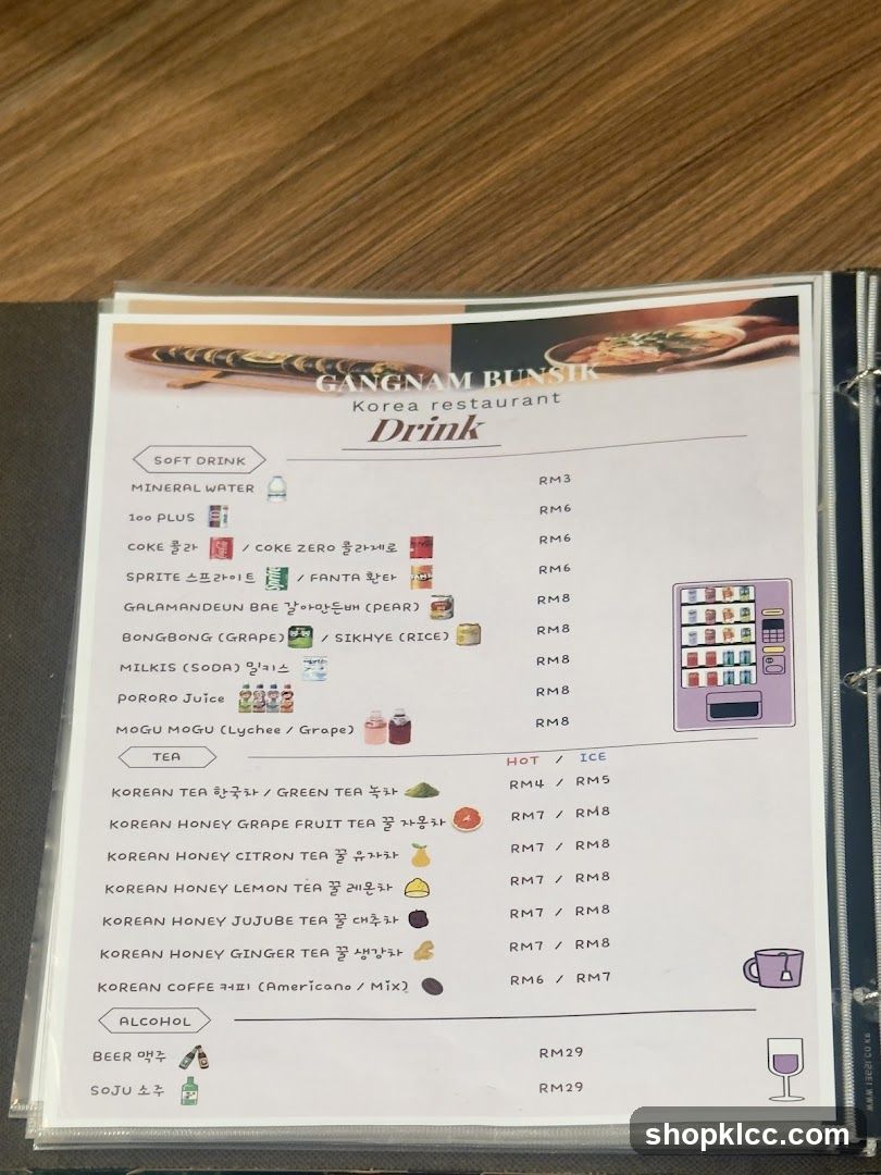Gangnam Bunshik Drink Menu