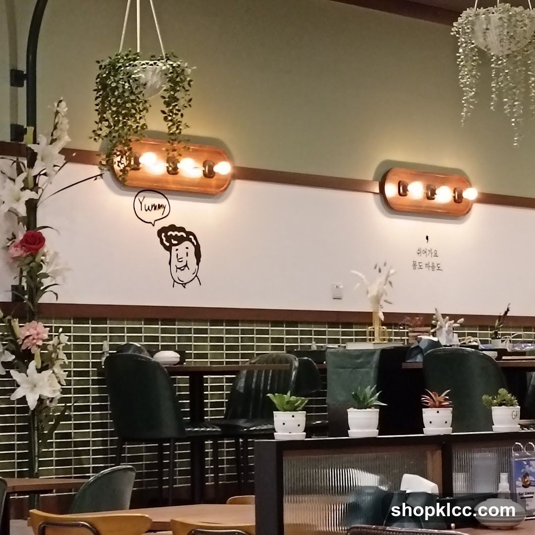 Restaurant Interior with Decorative Lighting and Wall Art