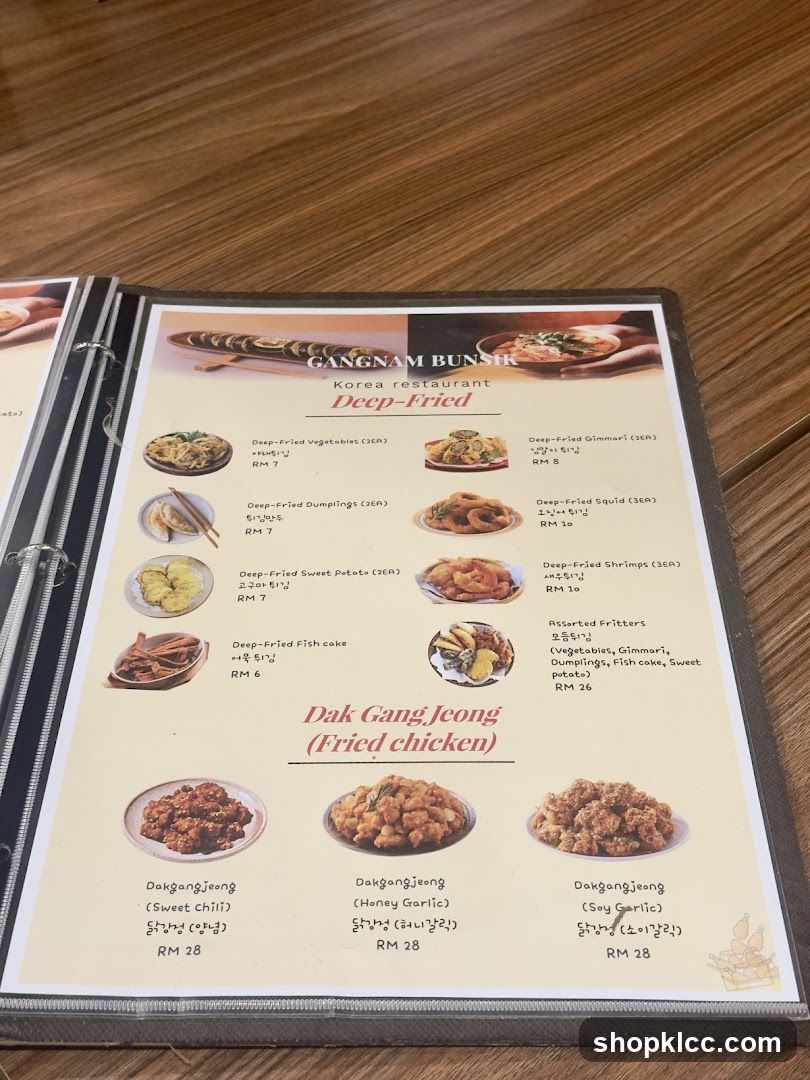 Gangnam Bunsir Menu