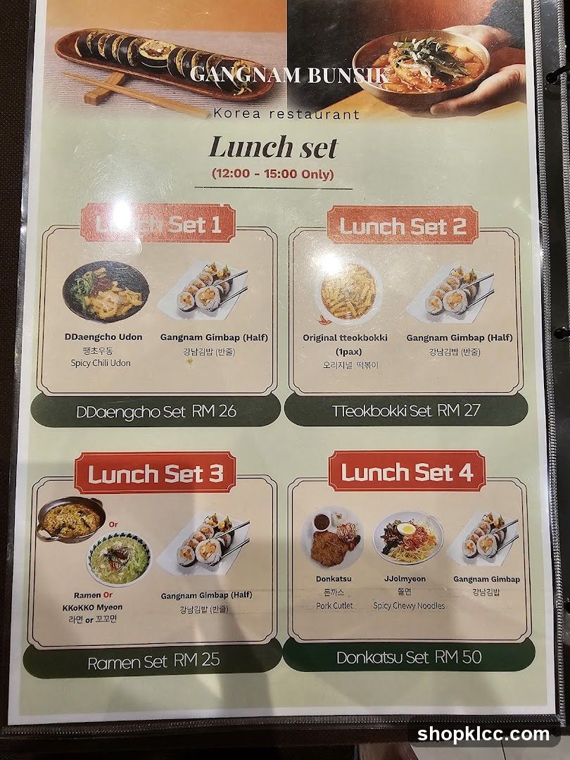 Gangnam Bunsik Lunch Set Menu