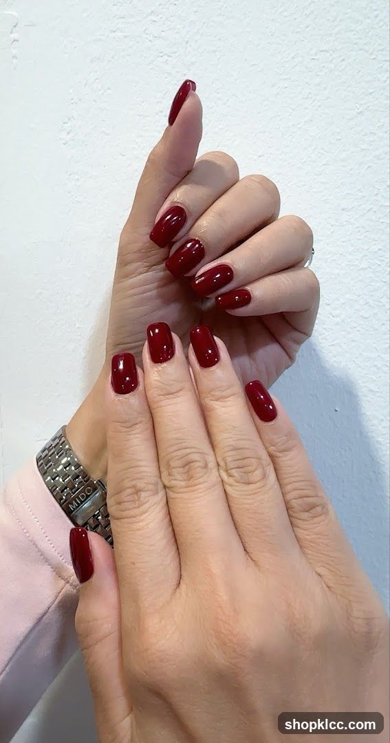 Dark Red Manicure