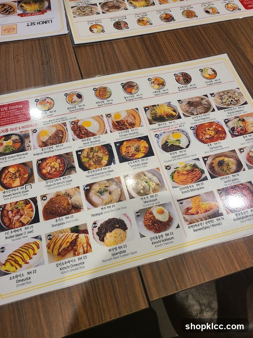 Korean Restaurant Menu