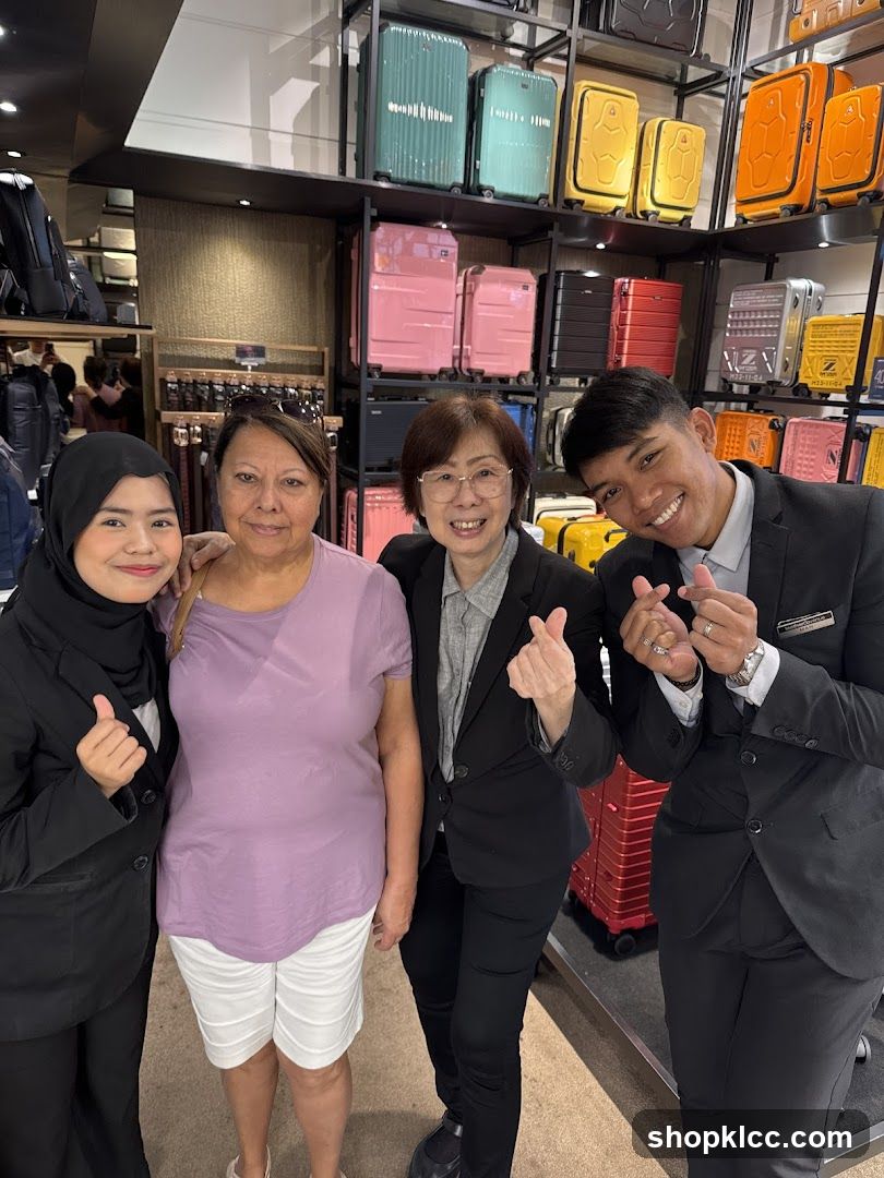 People Posing in a Luggage Store