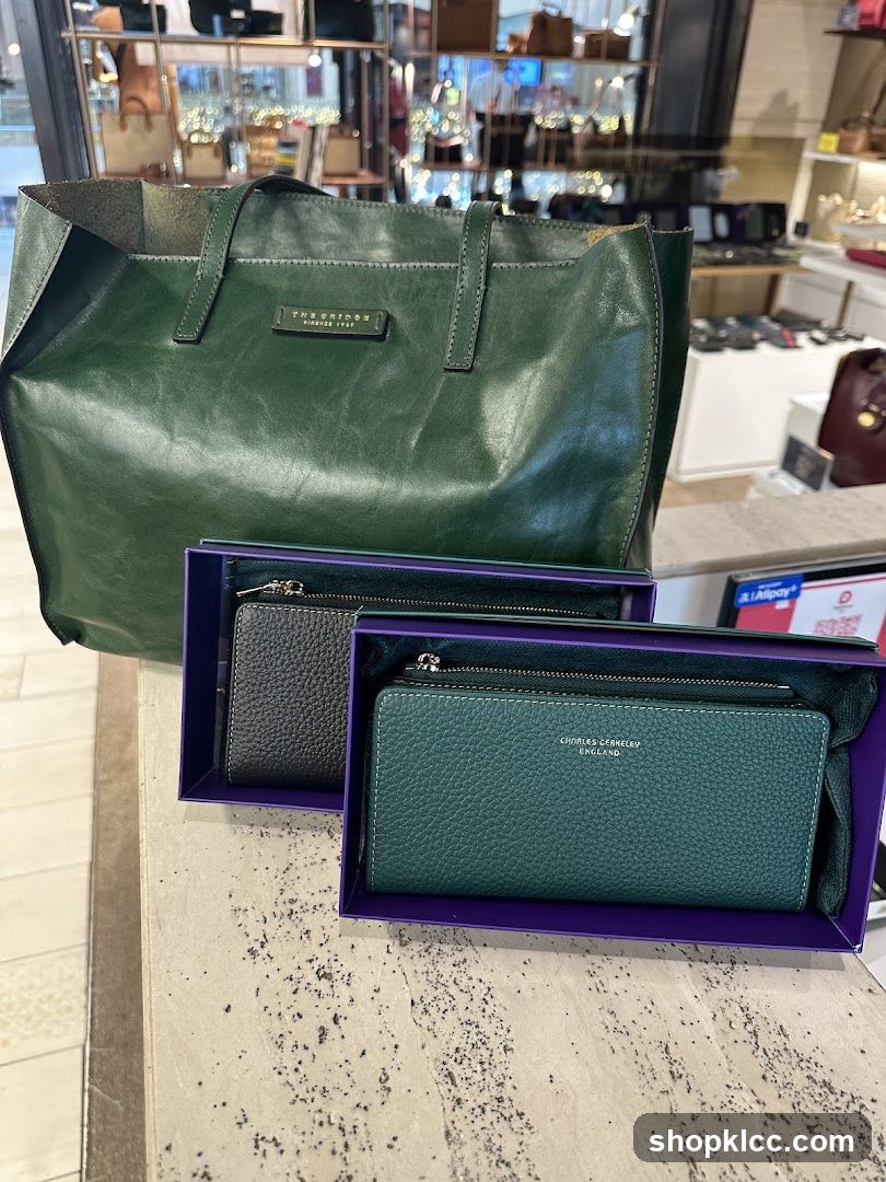 Green Tote Bag and Wallets