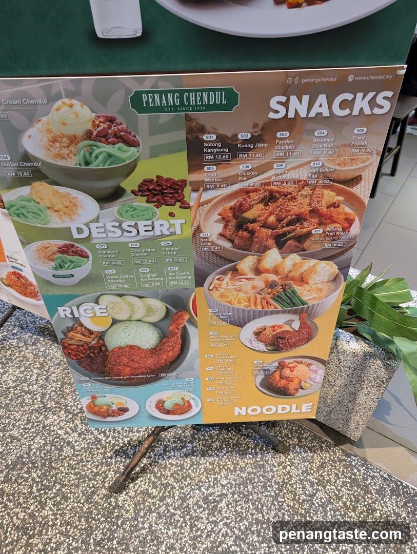 Penang Chendul Menu