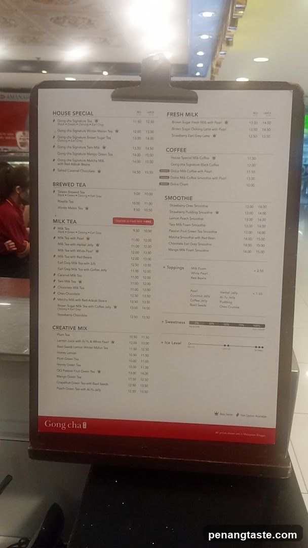 Gong Cha Menu